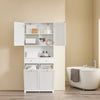 SoBuy BZR215-W Kylpyhuoneen korkea kaappi – 2 pyykkikoria ja 2 laatikkoa, 78x38x181 cm, suljettu kaappi avoimella hyllyllä – tilaa säästävä säilytysratkaisu WC:hen ja kylpyhuoneeseen