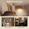 SoBuy FBT174-E-WN Seinäkiinnitteinen yöpöytä LED-liiketunnistinvalolla, 2 laatikkoa – Kelluva yöpöytä, valkoinen/natural, 40 × 29,8 × 15,6 cm