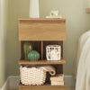 SoBuy FBT49-N Yöpöytä laatikolla ja hyllyillä – Moderni sivupöytä makuuhuoneeseen, luonnonväri, 39 x 39 x 65 cm