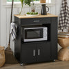 SoBuy FKW113-SCH Musta Keittiövaunu Pyörillä – Säilytyskaappi, Työtaso ja Säilytyspenkki 75x46x83 cm