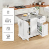 SoBuy FKW128-ST Keittiökärry Pyörillä – Keskisaareke, jossa Laajennettava Työtaso, Liikuteltava Kärry Keittiöön tai Ruokailutilaan, Valkoinen Säilytyskaluste 130 x 46/71 x 91 cm