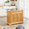 SoBuy FKW130-N Rullattava Keittiösaareke – Laajennettava Työtaso, Liikuteltava Tarjoiluvaunu ja Säilytyskaappi, Bambua & Ruostumatonta Terästä, 107×(46–71)×92,5 cm