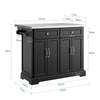 SoBuy FKW71-II-SCH Liikkuva Keittiösaareke – Laajennettavalla Työtasolla, 2 Laatikkolla ja Säädettävillä Hyllyillä – Keittiön tai Ruokailuhuoneen Liikkuva Säilytyskaluste, Musta, 115x92x(46-71)cm