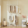 SoBuy FRG109-II-W Teleskooppinen vaateteline, tukeva vaateräkki, säädettävä avoin vaatekaappi ripustustangoilla makuuhuoneeseen tai pukeutumishuoneeseen, valkoinen