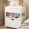 SoBuy FRG258-II-E-W Yöpöytä 4-in-1-latausasemalla, 2 laatikolla ja avohyllyllä – Valkoinen, 45 × 38 × 55,5 cm