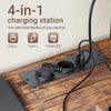 SoBuy FSB105-E-N Kapea konsolipöytä 180 × 20 × 100 cm – USB, USB-C, 2 pistorasiaa, 2 hyllyä, suora- tai kulma-asennus, musta