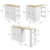 SoBuy FSB110-WN Keittiösaareke 104 × 40 × 89 cm – taitettava jatkotaso, 3 ovea, laatikko, valkoinen