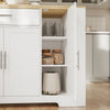 SoBuy FSB110-WN Keittiösaareke 104 × 40 × 89 cm – taitettava jatkotaso, 3 ovea, laatikko, valkoinen