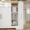 SoBuy FSB110-WN Keittiösaareke 104 × 40 × 89 cm – taitettava jatkotaso, 3 ovea, laatikko, valkoinen