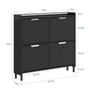 SoBuy FSR100-E-SCH Ultraohut kenkäkaappi eteiseen LED-valolla – 19 cm, 4 kaatuvaa etusarjaa, 8–12 paria, musta