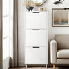 SoBuy FSR151-H-W Kapea Kenkäkaappi – 50 × 19 × 129 cm, Osastot, Kaatumiseste, Valkoinen