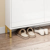 SoBuy FSR206-GW Kapea Kenkäkaappi 19 cm – Korkeakiilto Valkoinen & Kulta – Eteiseen, Käytävään, Pieneen Tilaan, Kaatumissuoja, Lattiasuoja – 100x19x90 cm