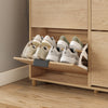 SoBuy FSR214-N kenkäkaappi 4 ovella – erittäin kapea 24 cm, säilytystilaa 16 parille, eteiseen ja käytävään, 100 × 24 × 83 cm, luonnonpuu