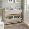 SoBuy FSR225-E-W Kenkäkaappi 103 × 19 × 99,5 cm – 4 kääntöovea, kapea, valkoinen