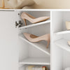 SoBuy FSR231-W Kenkäkaappi 115,5 × 14,5 × 117 cm – 10 kaltevaa hyllyä, 14 parille, valkoinen