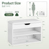 SoBuy FSR25-W Kenkäpenkki eteiseen, 2 tasoa ja pehmustettu istuin – 60 × 30 × 44 cm, valkoinen