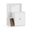 SoBuy HAT10-E-W Kissanhiekkalaatikko-kaappi 80 × 60 × 116,5 cm – pistorasiat, USB-lataus, raapimislauta, valkoinen