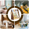 SoBuy KMB32-N Lasten kirjahylly Lelujen säilytys Lasten kirjahylly 4 tasoa ja 2 koukkua Kirjahylly Säilytyskaluste Lastenhuoneeseen, Toimistoon, Olohuoneeseen, Luonnollinen 91x30x89 cm