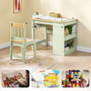 SoBuy KMB60-GR Lastenpöytä ja -tuoli 2-osainen setti – Pöytä ja tuoli lapsille, työpöytä kahdella hyllyllä, paperirullatelineellä ja kynätelineellä, vihreä 80x50x66