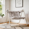 SoBuy OGS62-MI Riipputuoli Aurinkokatoksella – Keinutuoli Rentoutumiseen Puutarhaan ja Parvekkeelle, Beige, 108 × 126 × 163 cm