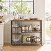 SoBuy SVW18-II-F Desserte de Cuisine à Roulettes – 3 Étagères Réglables, Barrières Anti-chute, Cadre Métal, Style Industriel, 110 × 45 × 92 cm