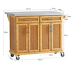 SoBuy Keittiösaareke Pyörillä bambupuuta ja ruostumatonta Metalli Beige FKW69-N