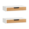 SoBuy FRG92-WNx2 2 kpl setti seinähyllyjä laatikolla – modernit kelluvat hyllyt, valkoinen & luonnonpuu, 40 × 24 × 8 cm