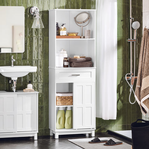 SoBuy Kylpyhuone kaappi Korkea kaappi Kulmahylly BZR141-W