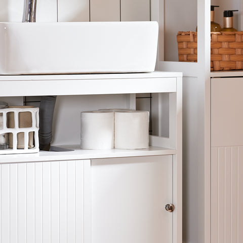 SoBuy Kylpyhuone kaappi liukuovilla Allaskaappi Allaskaluste BZR185-W