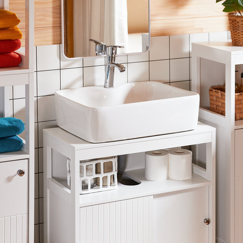 SoBuy Kylpyhuone kaappi liukuovilla Allaskaappi Allaskaluste BZR185-W