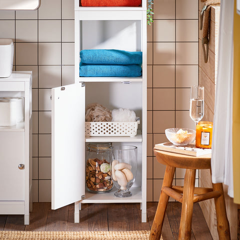 SoBuy Kylpyhuonekaappi Kylpyhuoneen hyllyKorkea kaappi BZR187-W