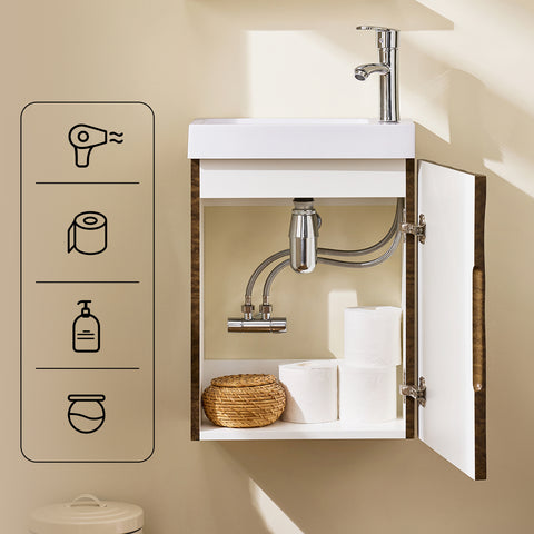 SoBuy Kylpyhuonekaappi Allaskaappi Kompakti Säilytys BZR197-N