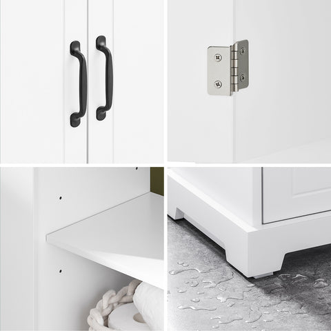 SoBuy BZR205-W Allaskaapin Aluskaappi Kylpyhuoneeseen 60 cm, Pieni Säilytyskaappi Säädettävillä Hyllyillä, Kompakti ja Kosteudenkestävä Allaskaappi Puusta, Valkoinen