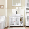 SoBuy BZR210-W Allaskaapin Aluskaappi, 2 Ovea ja Avohylly – MDF E1 -materiaalia, Säädettävä Hylly, Kantavuus 42 kg – Kylpyhuonekaappi 80x31,5x60,5 cm