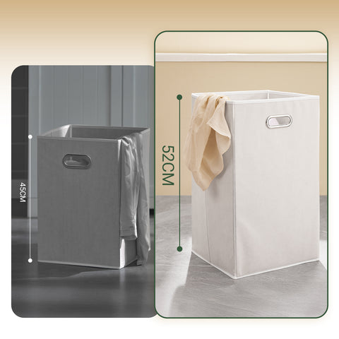 SoBuy BZR33-II-DG Kylpyhuonekaluste pyykkikorilla – Alakaappi, kaappi kahdella laatikolla ja suurilla pyykkipusseilla, säilytyskaappi, pyykkikori, harmaa, L78xS38xK90 cm