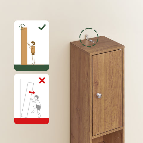 SoBuy BZR34-II-PF Korkea Kylpyhuonekaappi – Vapaasti Seisova Kapea Kylpyhuonekaappi, Vesitiivis MDF Säädettävillä Hyllyillä ja Laatikolla – Kompakti Kylpyhuonekaluste, Luonnonpuun Sävy, B20 x D20 x K180 cm