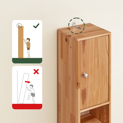 SoBuy BZR34-II-SH Kapea Kylpyhuoneen Kaappi Massiivipuusta, Säilytyskaappi Vetolaatikolla ja Avohyllyillä, Säädettävät Hyllyt, Puunvärinen, 20x20x180 cm