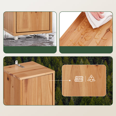 SoBuy BZR34-II-SH Kapea Kylpyhuoneen Kaappi Massiivipuusta, Säilytyskaappi Vetolaatikolla ja Avohyllyillä, Säädettävät Hyllyt, Puunvärinen, 20x20x180 cm