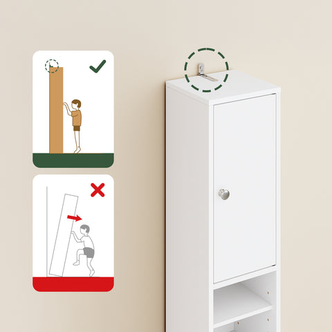 SoBuy BZR34-II-W Korkea Kylpyhuonekaappi – Vapaasti Seisova Kapea Kylpyhuonekaappi, Vedenkestävä Säädettävillä Hyllyillä ja Laatikkolla – Kompakti Puiset Kylpyhuonekaluste, Valkoinen, L20 x S20 x K180 cm