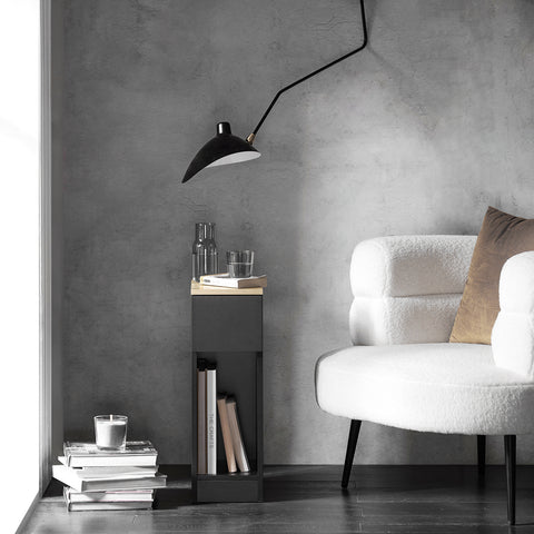 SoBuy FBT111-SCHx2 Kapea Yöpöytä 2 Kappaleen Setti, Yöpöytä Vetolaatikolla ja Hyllyllä, Musta, 20 x 35 x 60 cm