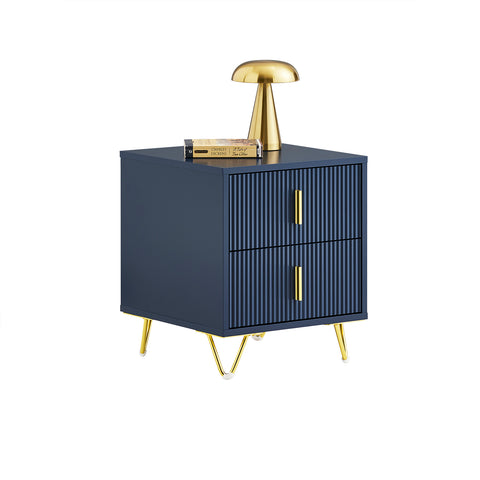 SoBuy FBT115-B Yöpöytä, 2 laatikolla, Moderni sivupöytä makuuhuoneeseen ja olohuoneeseen, Sininen L40 x S40 x K47 cm