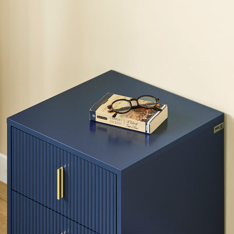 SoBuy FBT115-B Yöpöytä, 2 laatikolla, Moderni sivupöytä makuuhuoneeseen ja olohuoneeseen, Sininen L40 x S40 x K47 cm