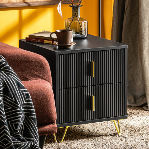 SoBuy FBT115-SCHx2 – Moderni 2 kpl yöpöytäsetti, 2 laatikkoa, musta – Tyylikäs ja käytännöllinen säilytyskaluste makuuhuoneeseen