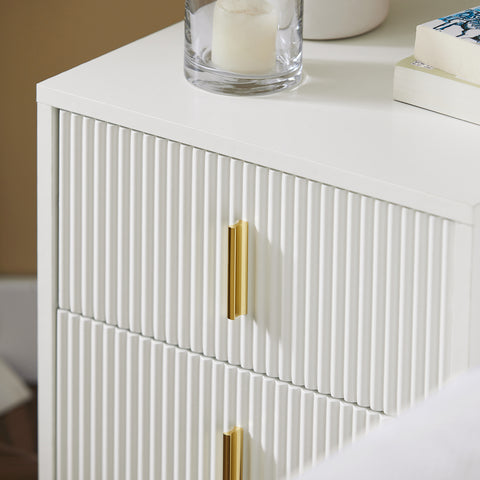 SoBuy FBT115-Wx2 – 2 kpl yöpöytiä, moderni säilytyskaluste kahdella laatikolla, valkoinen – 40 × 40 × 47 cm