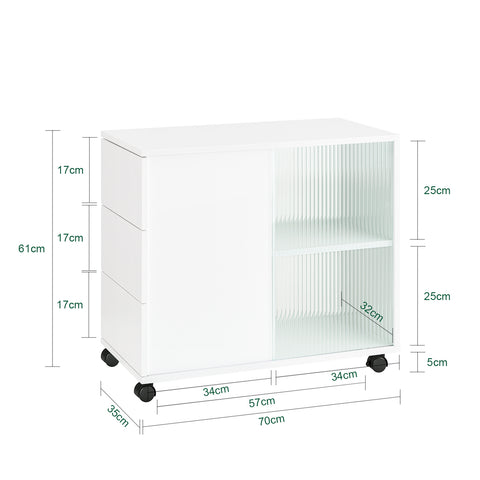 SoBuy Pyörällinen Arkistokaappi Tulostinteline FBT141-W