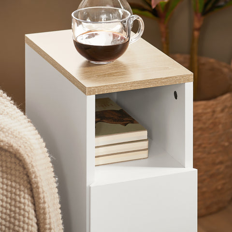 Ennakkomyynti SoBuy FBT149-WN Kapea Yöpöytä – 2 Laatikoilla ja Avohyllyllä, Valkoinen, 20 x 35 x 60 cm