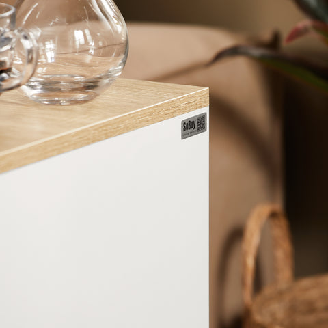 Ennakkomyynti SoBuy FBT149-WN Kapea Yöpöytä – 2 Laatikoilla ja Avohyllyllä, Valkoinen, 20 x 35 x 60 cm