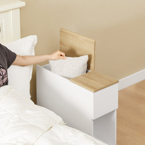 SoBuy FBT162-WN yöpöydät, 3-lokeroa – kapea sivupöytä sohvan viereen, makuuhuoneeseen, olohuoneeseen, ruokailutilaan tai keittiöön – Valkoinen ja puunvärinen, 25 x 65 x 60 cm, malli