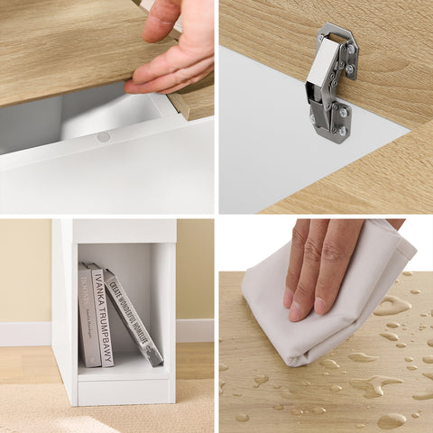 SoBuy FBT162-WN yöpöydät, 3-lokeroa – kapea sivupöytä sohvan viereen, makuuhuoneeseen, olohuoneeseen, ruokailutilaan tai keittiöön – Valkoinen ja puunvärinen, 25 x 65 x 60 cm, malli