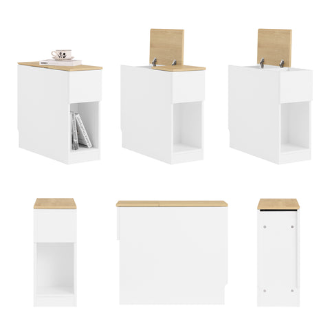 SoBuy FBT162-WN yöpöydät, 3-lokeroa – kapea sivupöytä sohvan viereen, makuuhuoneeseen, olohuoneeseen, ruokailutilaan tai keittiöön – Valkoinen ja puunvärinen, 25 x 65 x 60 cm, malli